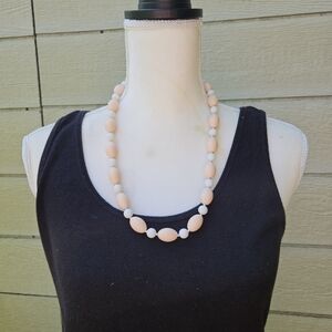 light peach and white beaded necklace